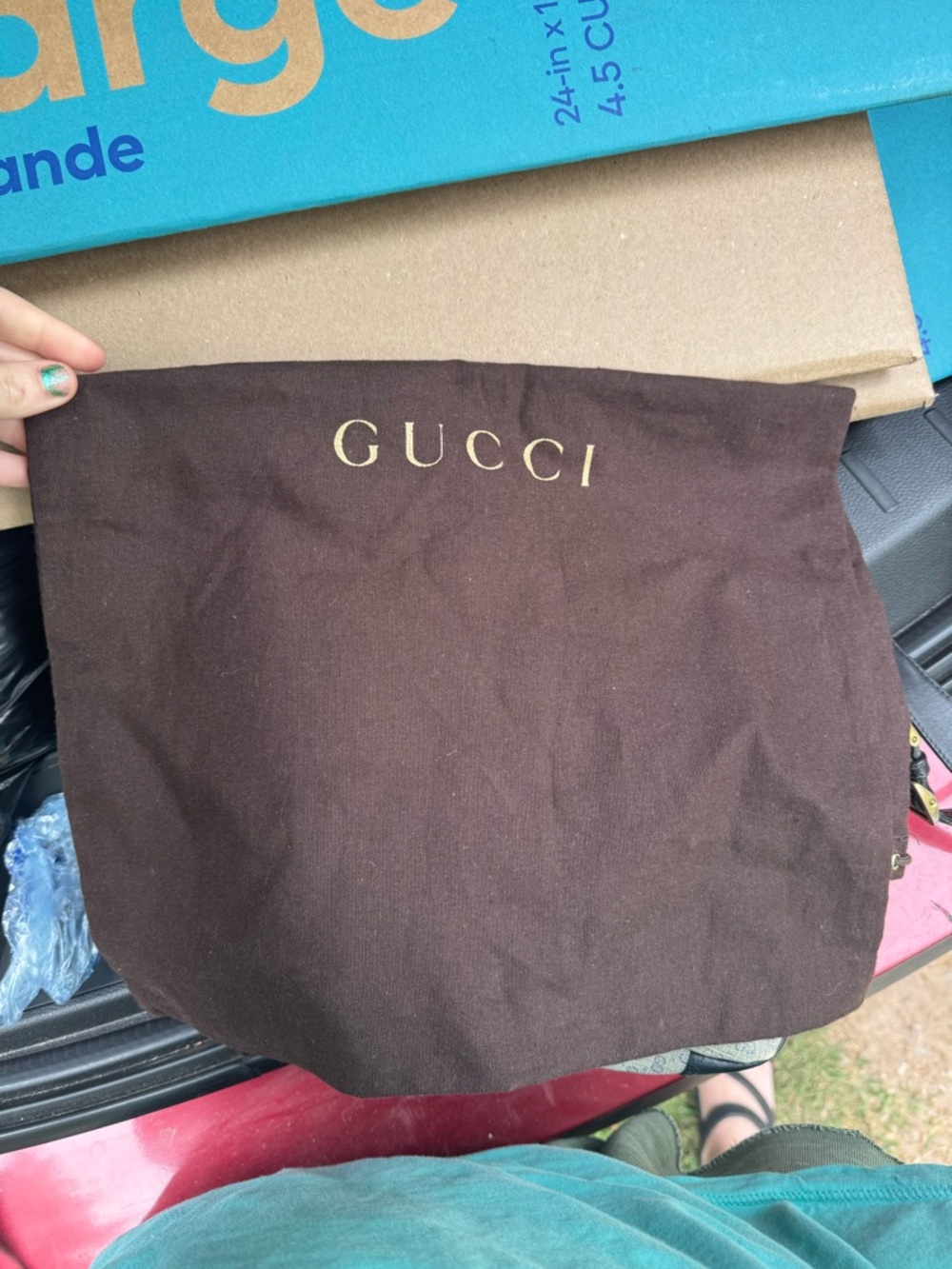 VTG Gucci Micro GG Logo Canvas & Navy Leather Crossbody Shoulder Bag - Picture 11 of 12
